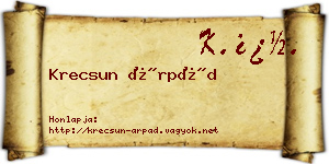 Krecsun Árpád névjegykártya